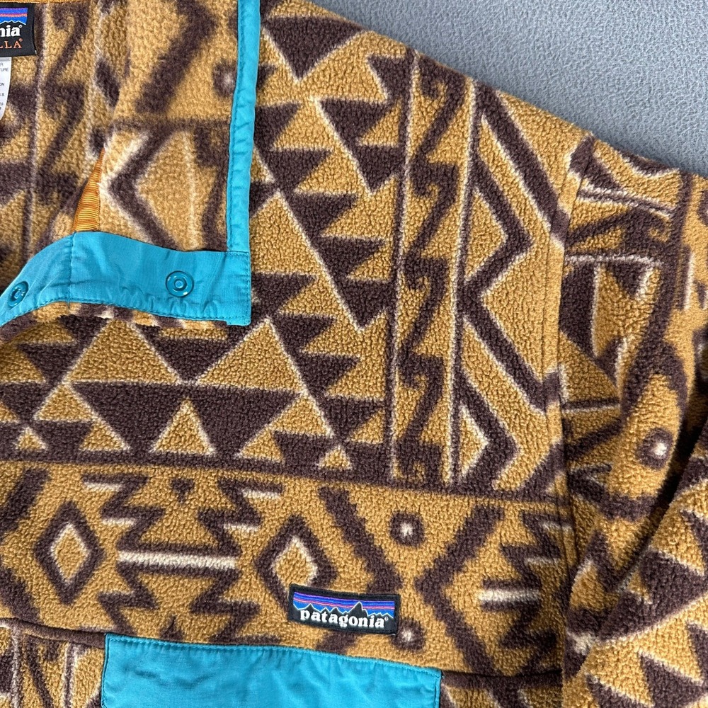 Patagonia Jacket Mens Large Synchilla Snap T Brown Montana Siete Tribal Aztec - Picture 3 of 8